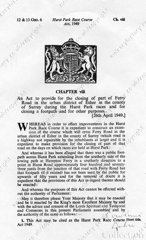 Hurst Park Race Course Act