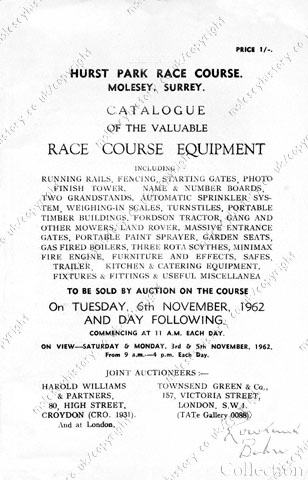 Husrt Park Racecourse - equipment sale