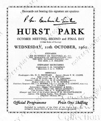 Hurst Park Racecourse - racecard